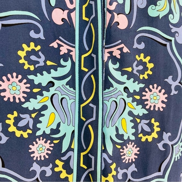 Averardo Bessi 60s print silk button front blue shirt. Size 8. - Picture 5 of 9